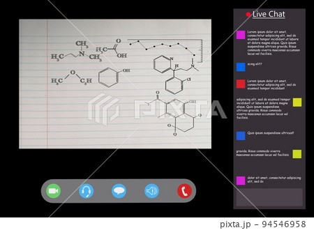 Video call interface with mathematical formulas on screen Video call interface with mathematical formulas on screen 94546958