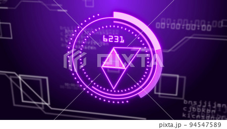 Image of scope scanning with icons over data processing Image of scope scanning with icons over data processing 94547589