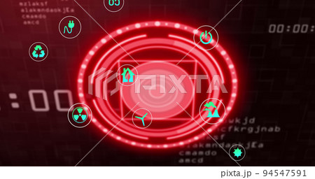 Image of scope scanning and icons over data processing 94547591