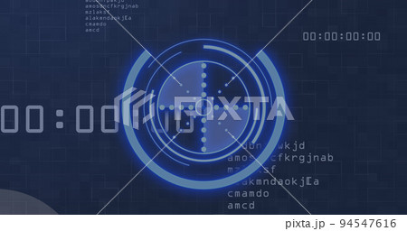 Image of scope scanning and icons over data processing Image of scope scanning and icons over data processing 94547616