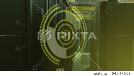 Image of scope scanning with shapes over server room Image of scope scanning with shapes over server room 94547618