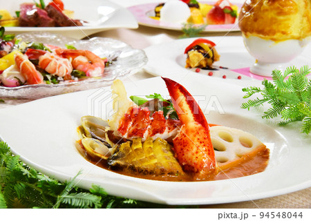 アワビとオマール海老のフランス料理コース 94548044