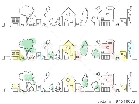 街並み　線画　カラー　セット 94548072