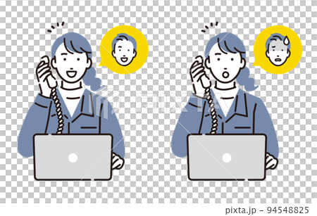 A woman in work clothes receiving an inquiry by phone A woman in work clothes receiving an inquiry by phone 94548825