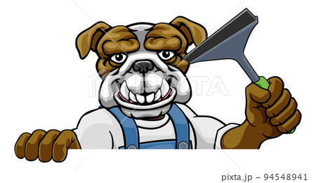 Bulldog Car Or Window Cleaner Holding Squeegee 94548941