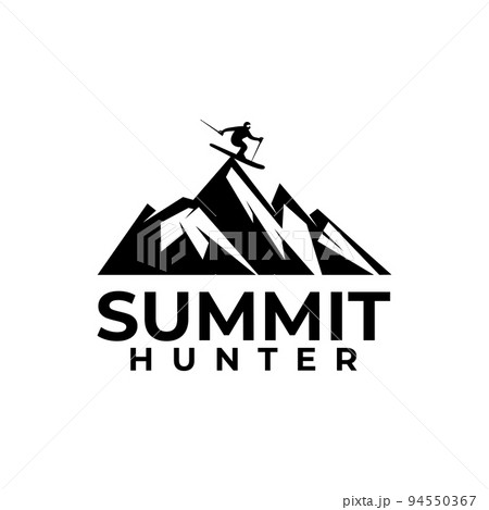 Ski player on the mountain peak logo design Ski player on the mountain peak logo design 94550367
