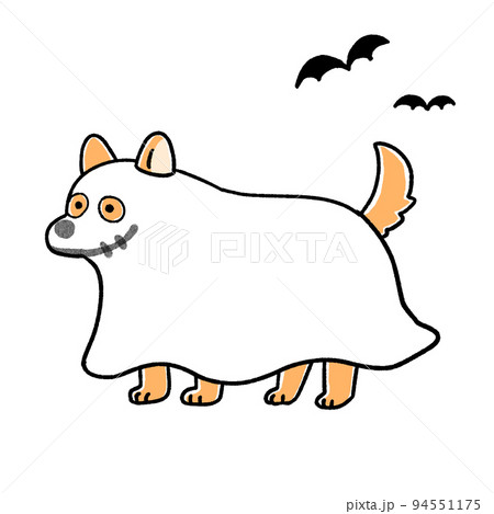 ハロウィンの仮装をする犬のイラスト 94551175