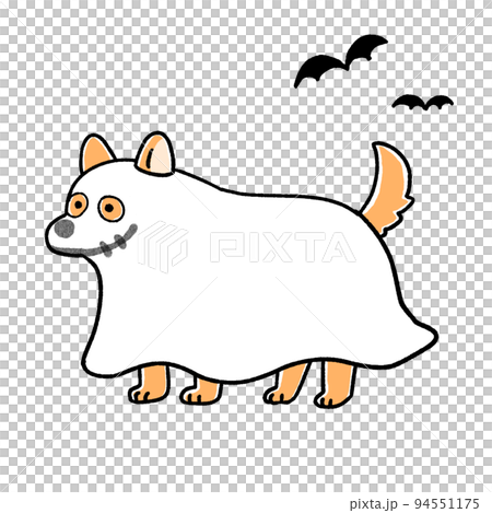 ハロウィンの仮装をする犬のイラスト 94551175