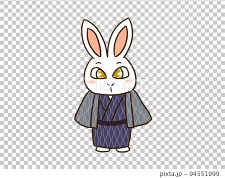 Rabbit man in blue kimono and haori 94551999