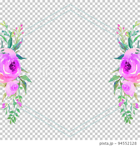 watercolor flower frame border. Floral wedding invitation elegant invitation card design on white background 94552128