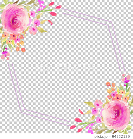 watercolor flower frame border. Floral wedding invitation elegant invitation card design on white background 94552129