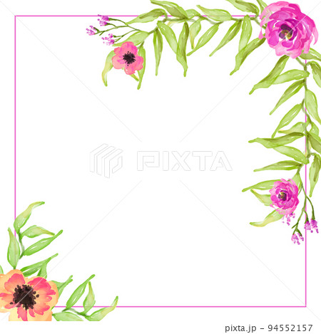 watercolor flower frame backgrounds. Card template on a white background. watercolor flower frame backgrounds. Card template on a white background. 94552157