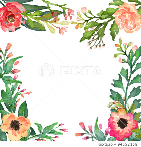 watercolor flower frame backgrounds. Invitation Template with Watercolor Wreath watercolor flower frame backgrounds. Invitation Template with Watercolor Wreath 94552158