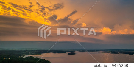 Shelf storm clouds with intense tropic rain, aerial panorama of a storm Shelf storm clouds with intense tropic rain, aerial panorama of a storm 94552609