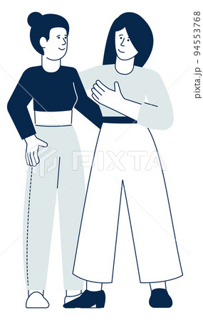 Happy women hugging. Smiling friends talking together 94553768