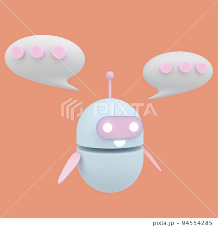Robot chatbot icon 3d. Cute AI bot helper mascot character cartoon symbol business assistant. 3d render. 94554285
