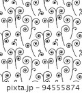 Black and white seamless abstract hand-drawn pattern with black spiral ornamental organic shapes and curls. Background for your design wallpapers, fills, web page, surface textures, wrapping and print 94555874