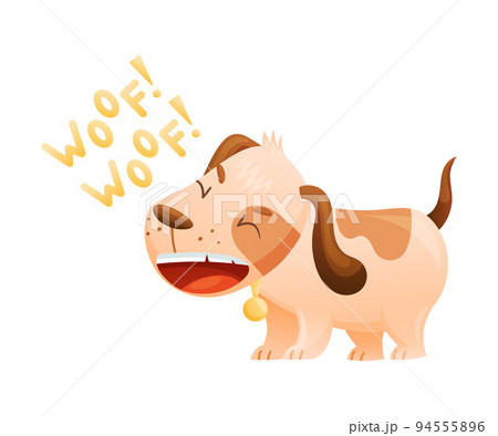 Cute Dog as Domestic Pet Woofing and Barking Out Loud Vector Illustration Cute Dog as Domestic Pet Woofing and Barking Out Loud Vector Illustration 94555896