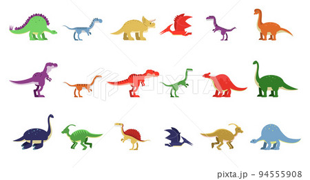 Funny Dinosaurs as Ancient Reptiles Isolated on White Background Vector Set Funny Dinosaurs as Ancient Reptiles Isolated on White Background Vector Set 94555908