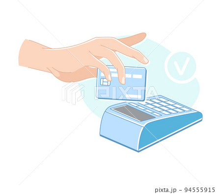 Contactless Payment with Hand Paying with Plastic Card Vector Illustration Contactless Payment with Hand Paying with Plastic Card Vector Illustration 94555915