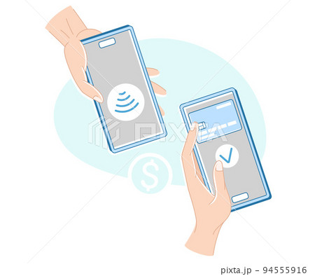 Contactless Payment with Hand Paying with Smartphone Vector Illustration Contactless Payment with Hand Paying with Smartphone Vector Illustration 94555916