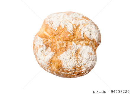 Bread top view cut out. Freshly backed Bread isolated on white background. Fresh organic loaf Bread top view cut out. Freshly backed Bread isolated on white background. Fresh organic loaf 94557226