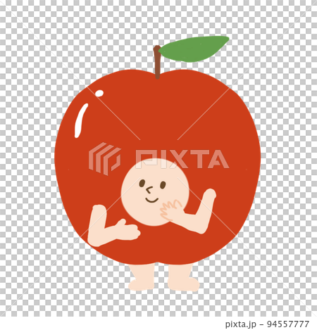 野菜や果物に顔と手足をつけたらこうなった　赤いりんご 94557777