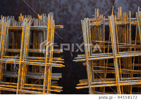 A pile of welded wire mesh rusty. A pile of welded wire mesh rusty. 94558172