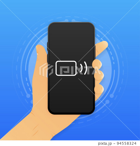 Hand holding smartphone with Wireless Chip. Mobile NFC concept. Vector illustration. 94558324