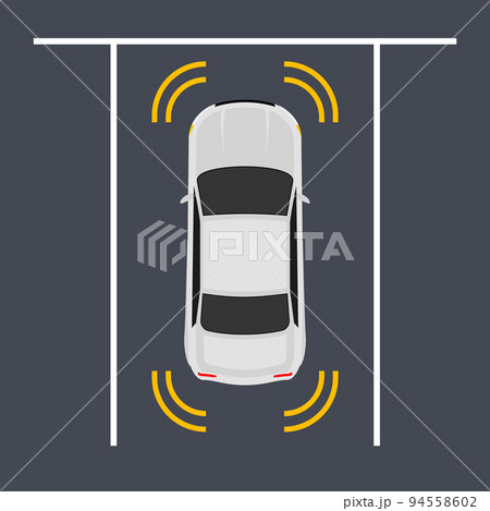 Parking smart car sensor autonomous view. Automobile park assist drive safety Parking smart car sensor autonomous view. Automobile park assist drive safety 94558602
