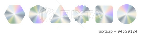 Holograph sticker label vector retro sale gradient. Hologram sticker mockup stamp badge emblem 94559124