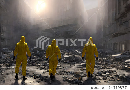 Ruins of a city. Apocalyptic landscape. 3d concept Ruins of a city. Apocalyptic landscape. 3d concept 94559377