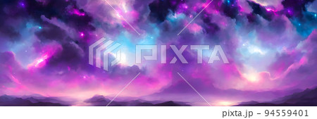 Space background with stardust and shining stars. Fantasy colorful cosmos. Alien planets. Banner size Space background with stardust and shining stars. Fantasy colorful cosmos. Alien planets. Banner size 94559401