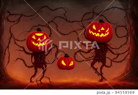 Halloween background. Spooky pumpkin. Halloween design with copyspace 94559569