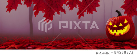 Jack O Lanterns - Halloween Background. Banner size. 3d Jack O Lanterns - Halloween Background. Banner size. 3d 94559572