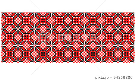 Embroidered good like old handmade cross-stitch ethnic Ukraine pattern. Ukrainian towel ornament, rushnyk called, vector. 94559806