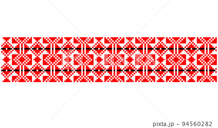 Embroidered good like old handmade cross-stitch ethnic Ukraine pattern. Ukrainian towel ornament, rushnyk called, vector. Embroidered good like old handmade cross-stitch ethnic Ukraine pattern. Ukrainian towel ornament, rushnyk called, vector. 94560282