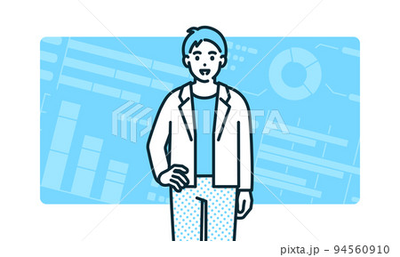 カジュアルな装いのビジネスマン。爽やかな男性のベクターイラスト素材。 カジュアルな装いのビジネスマン。爽やかな男性のベクターイラスト素材。 94560910