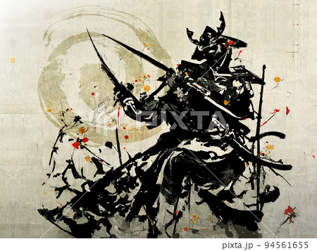 二刀を構える侍 94561655