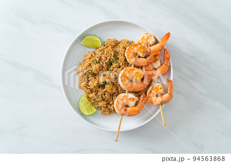fried rice with shrimps skewers fried rice with shrimps skewers 94563868