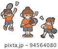 バトミントンをする女の子のゆるいイラスト 94564080