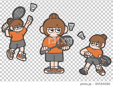 一個女孩打羽毛球的鬆散插圖 一個女孩打羽毛球的鬆散插圖 94564080