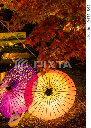 京都東山の秋 勝林寺 紅葉と和傘のライトアップ 京都東山の秋 勝林寺 紅葉と和傘のライトアップ 94564347