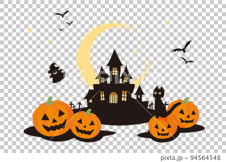 Halloween castle and pumpkin illustration 94564548