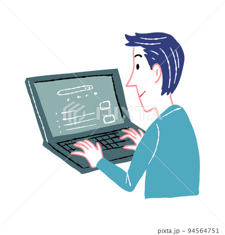 パソコンで検索する男性 イラスト素材 パソコンで検索する男性 イラスト素材 94564751