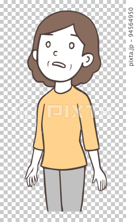 Middle-aged woman with white eyes, dull-headed person, dazed, lethargic 94564950