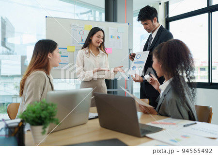 Group of Businesswoman and Accountant checking data document for investigation of corruption account. Anti Bribery concept Group of Businesswoman and Accountant checking data document for investigation of corruption account. Anti Bribery concept 94565492