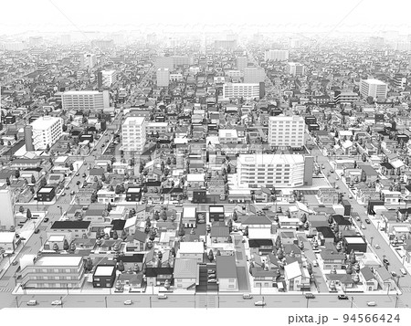 マンガ背景 風景 住宅街 イラスト 住宅街CG マンガ背景 風景 住宅街 イラスト 住宅街CG 94566424