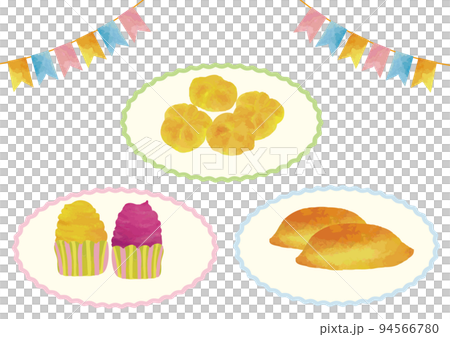 Watercolor-style sweet potato candy garland set 94566780