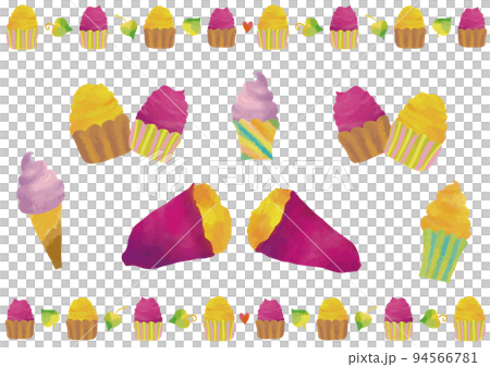 水彩風格的紅薯糖果套裝 94566781